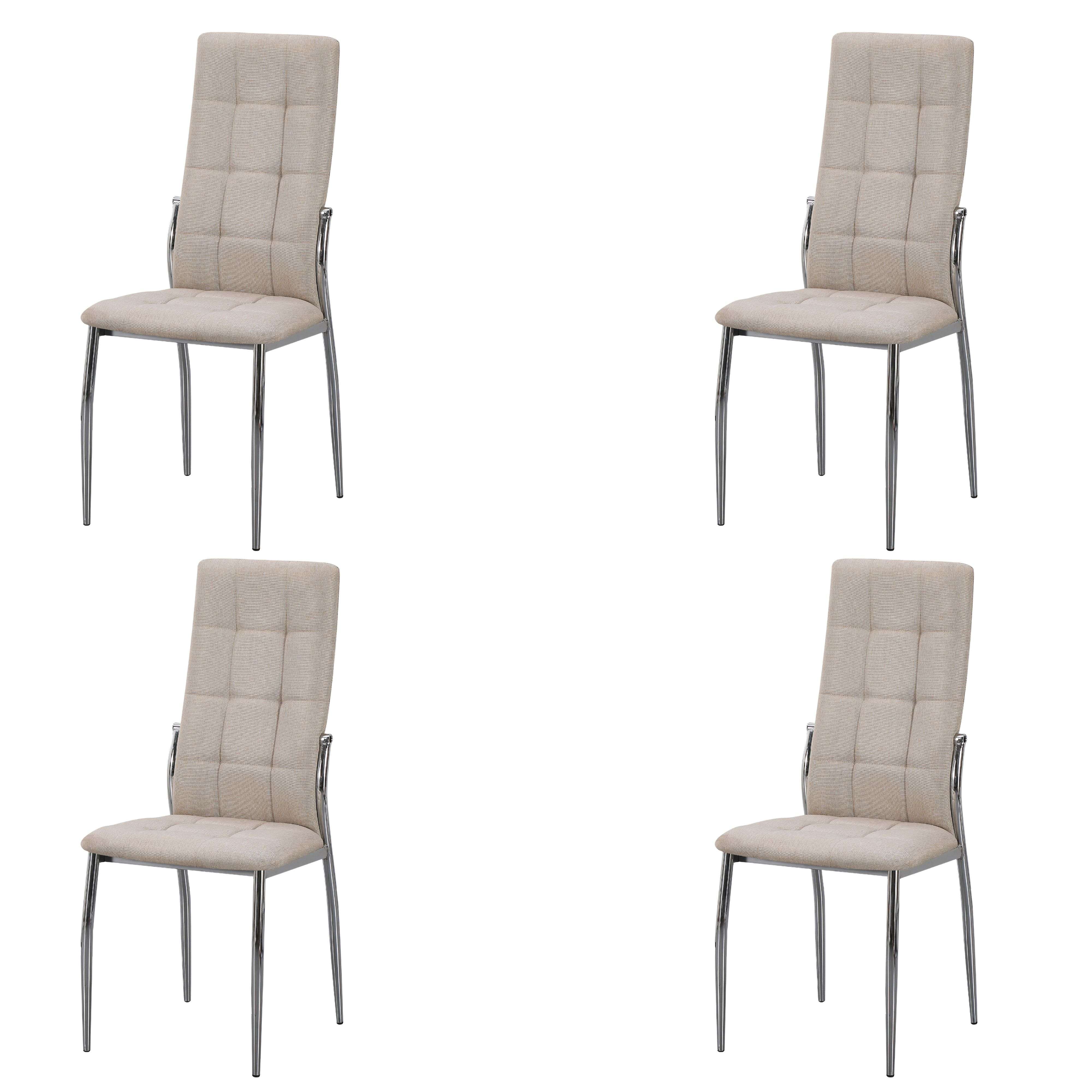Miroytengo Pack Sillas de Comedor Laci Beige, Sillas de Salón Estructura de Metal 46x102x52 cm