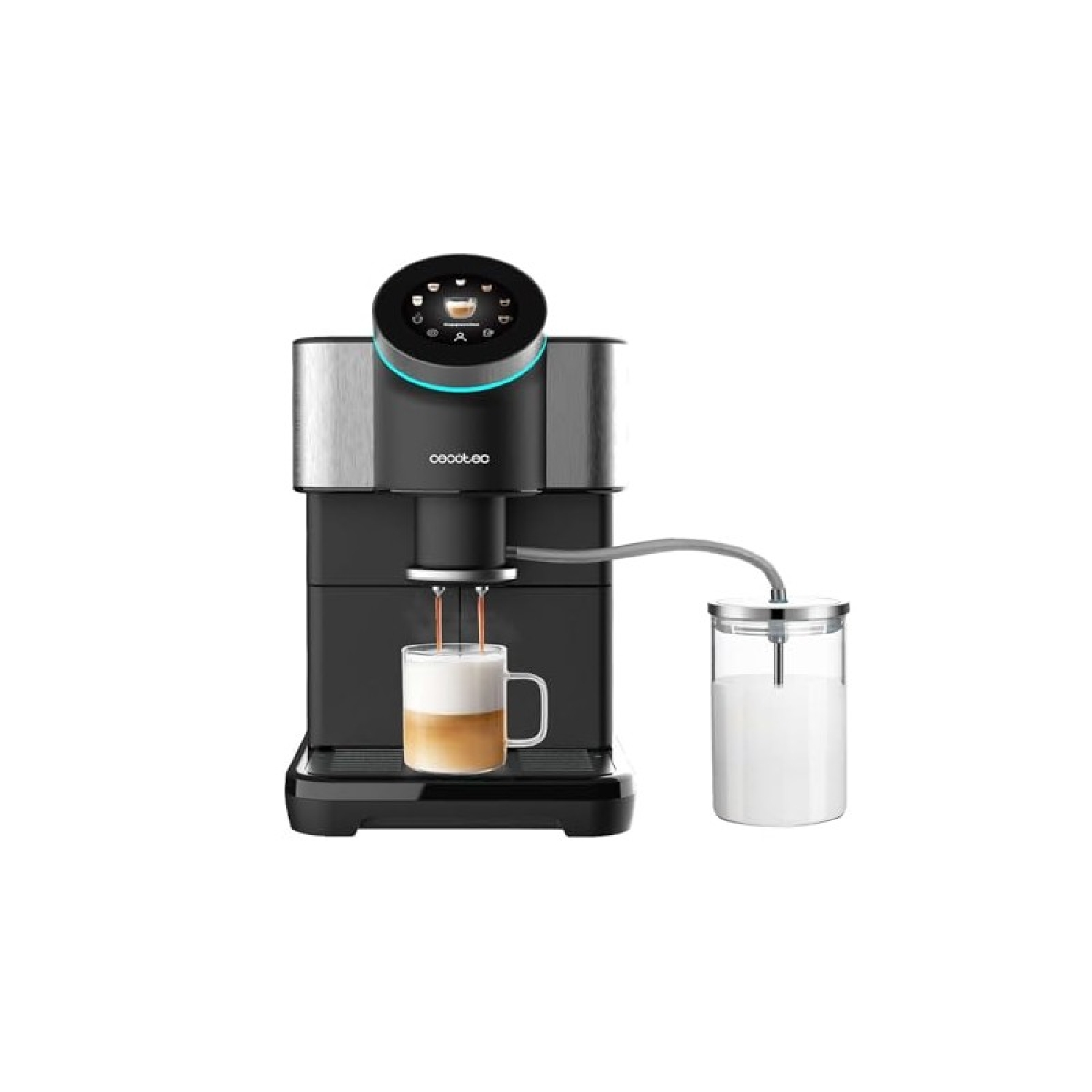 Cecotec Cafetera superautomática Táctil Cremmaet Spin. 1450W, 19 Bares, Pantalla TFT, Sistema Thermoblock, Limpieza Automática
