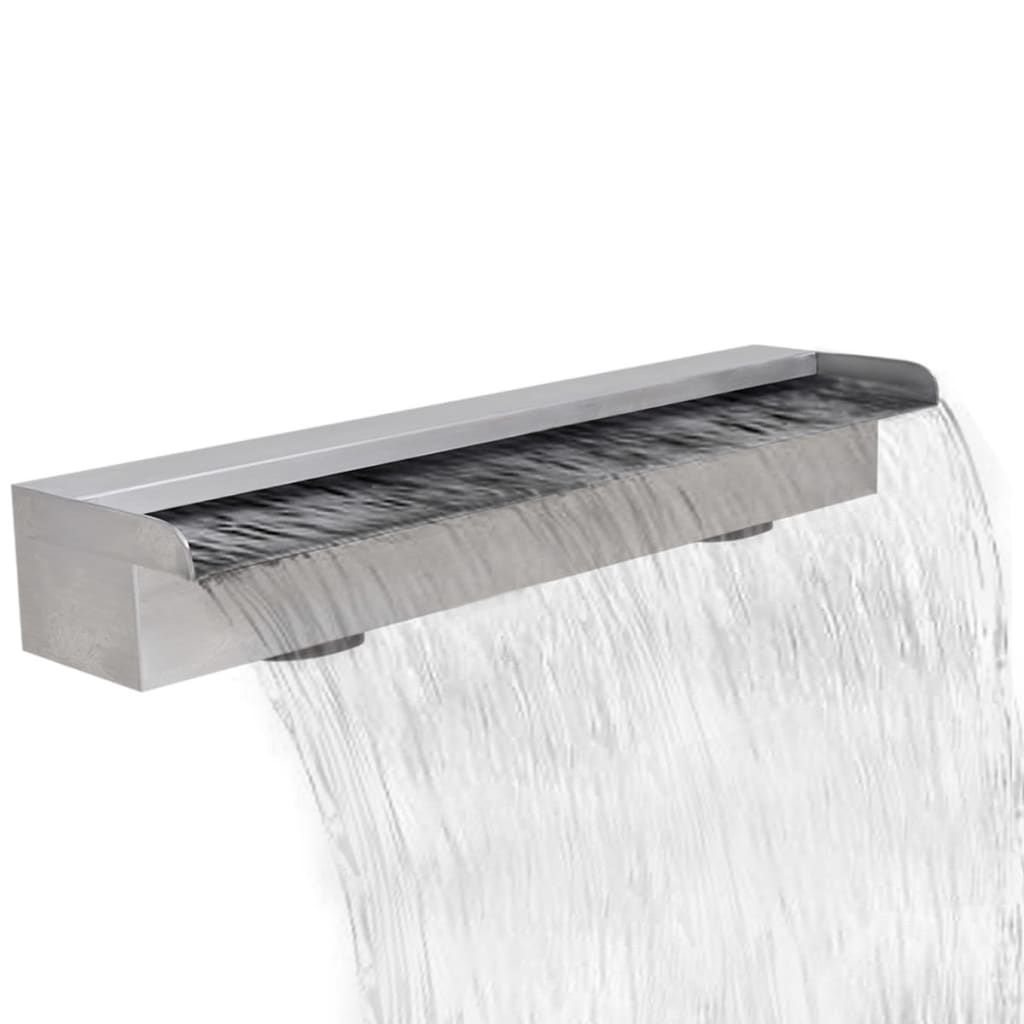 vidaXL Fuente Cascada Rectangular Piscina Acero Inoxidable Adorno Agua Dimensiones 30 cm,  45 cm,  60 cm y mas