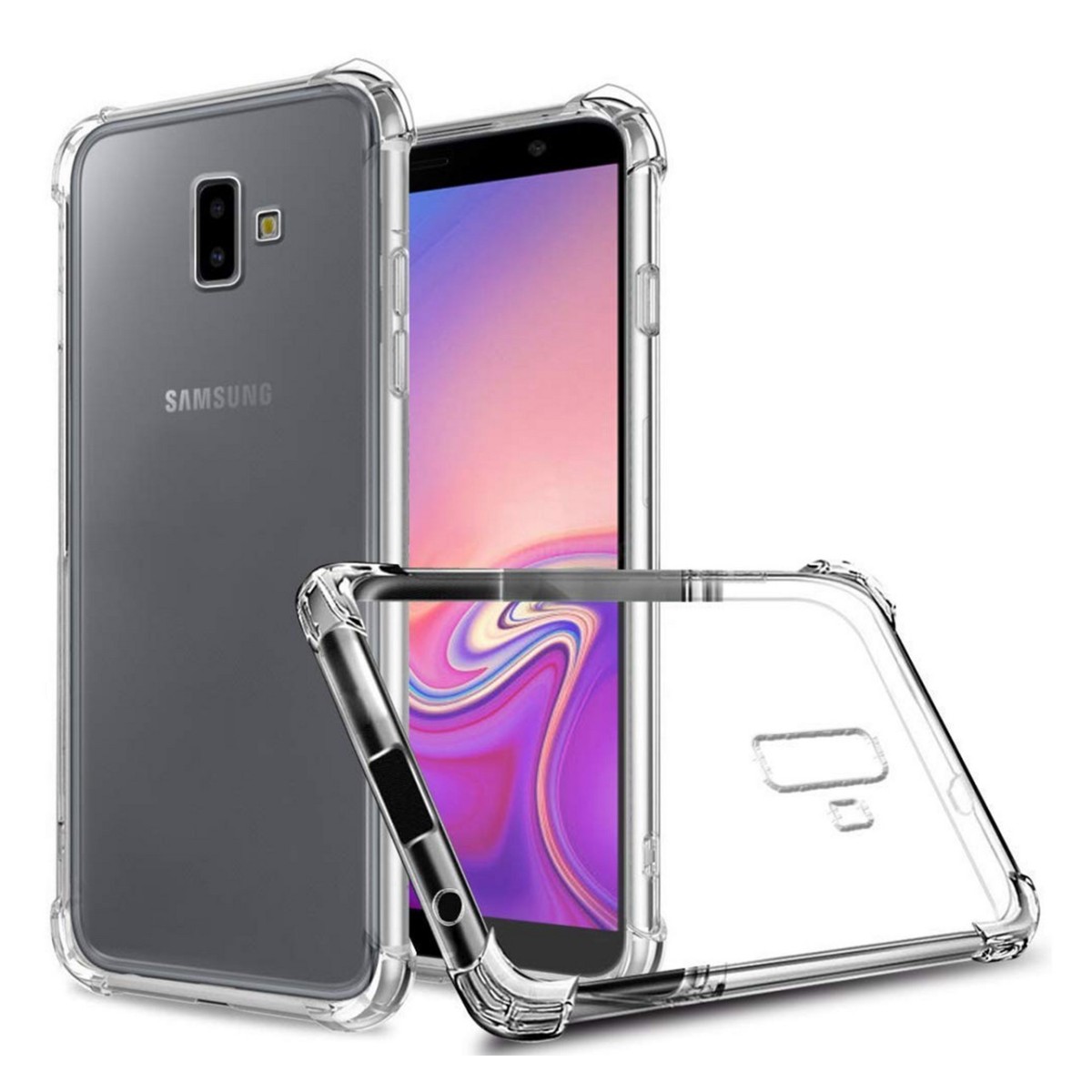 Tumundosmartphone Funda Gel Tpu Anti-Shock Transparente para Samsung Galaxy J6+ Plus