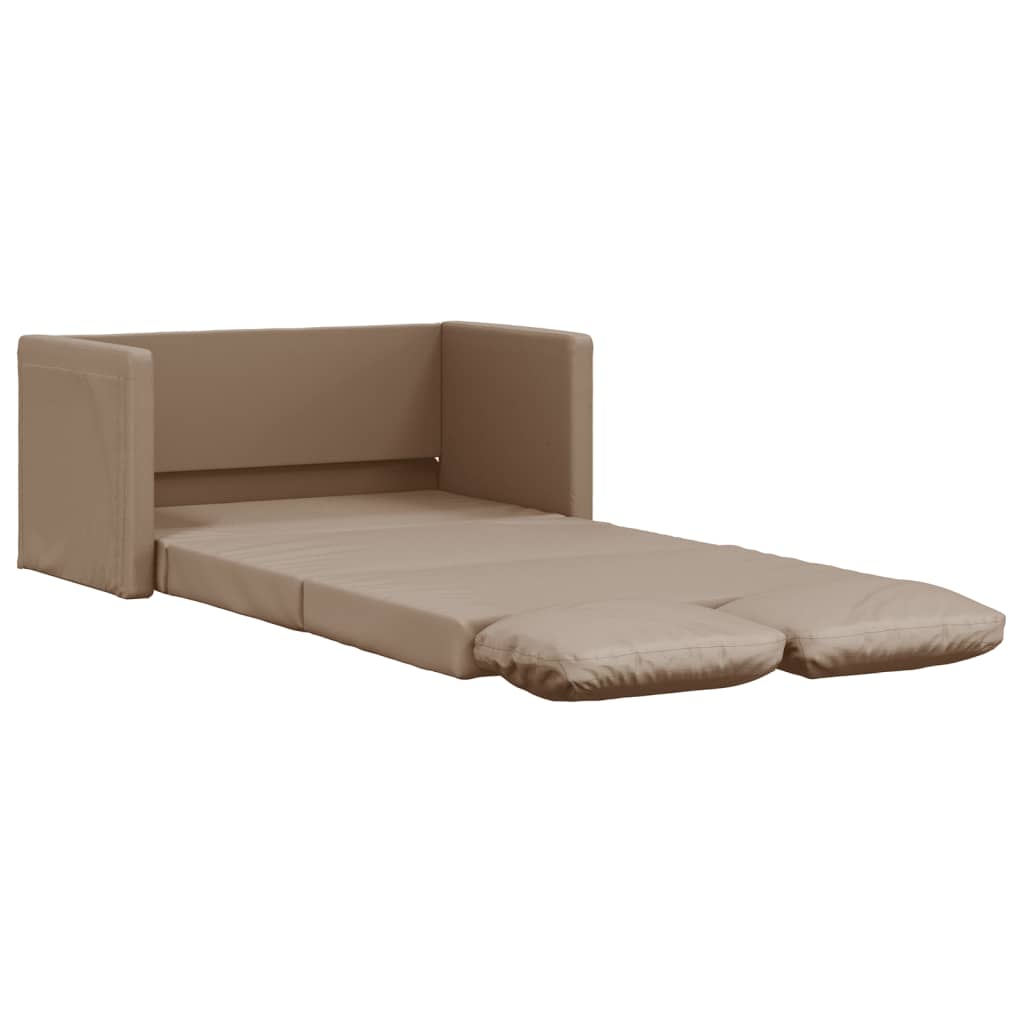 vidaXL Sofá cama suelo 2 en 1 cuero sintético capuchino 112x174x55 cm