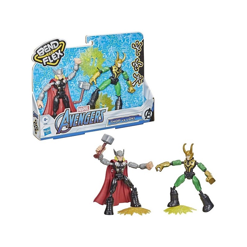 Avengers Figura de acción de Thor vs. Loki de 15 cm de Marvel Bend and Flex Edad +4 años CPAF0245