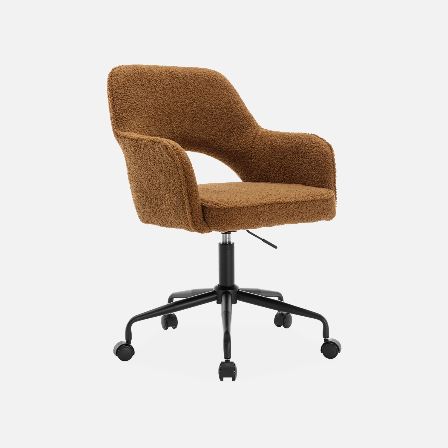 sweeek - Silla de oficina con ruedas en borreguito y base negra , Jim borreguito , 60x62x99