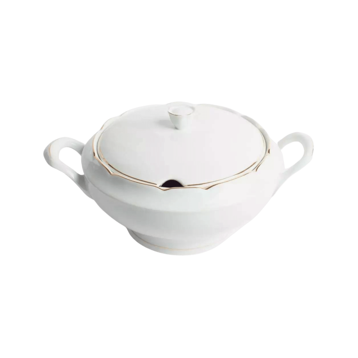 Crc Sopera de Porcelana Blanca con Filo de Oro | Sena CRC Menaje Mesa