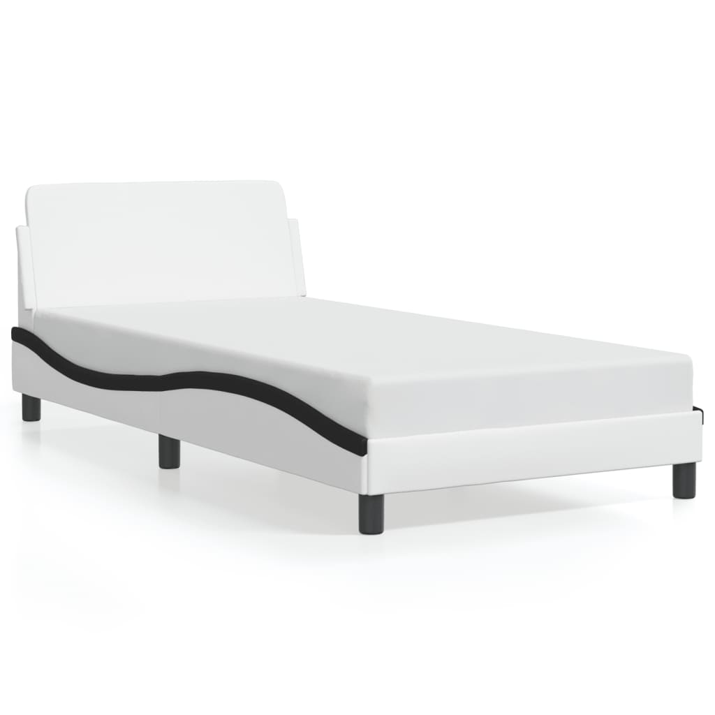 vidaXL Estructura de cama Dover cuero sintético blanco Negro 100x200 cm