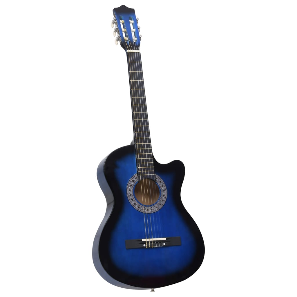 vidaXL Madera Tilo Guitarra Acústica Occidental Cutaway 6 Cuerdas 38" Musical Color Marrón claro,  Azul,  Negro y mas