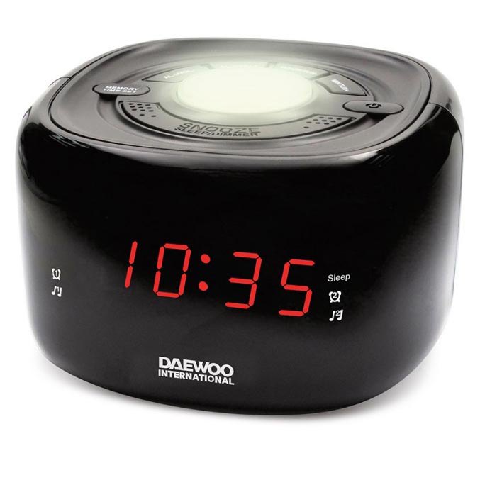 Daewoo - RADIO DESPERTADOR DAEWOO DCR-440B NEGRO - LUZ LED DE COMPAÑIA - RADIO DIGITAL FM