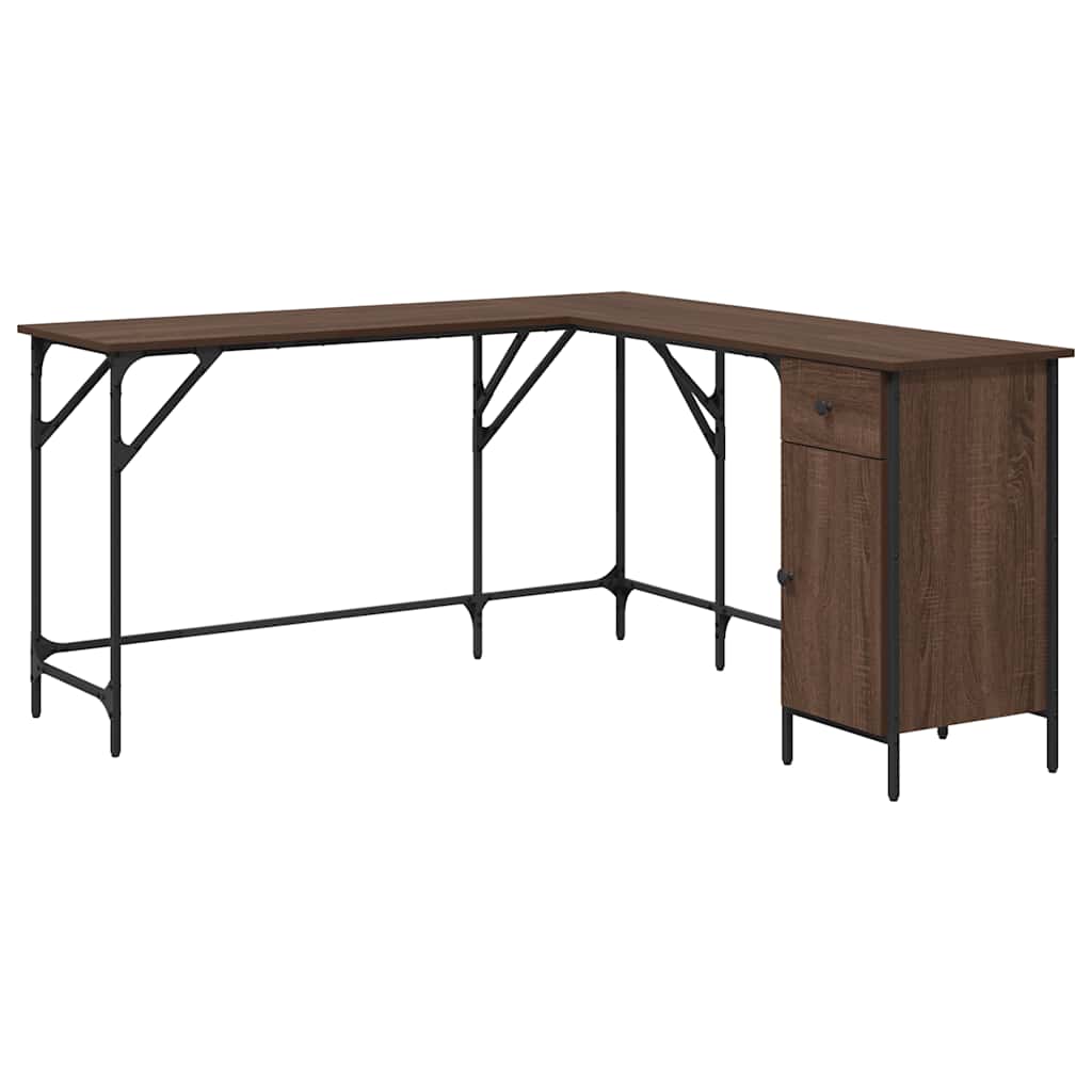 vidaXL Escritorio madera de ingeniería roble marrón 141x141x75 cm