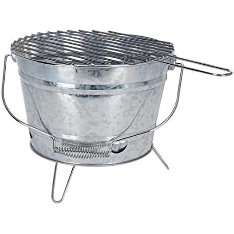 Bbq Barbacoa Zinc Modelo Barril ø27cm con Parrilla Cromada y 3 Pies Plegables