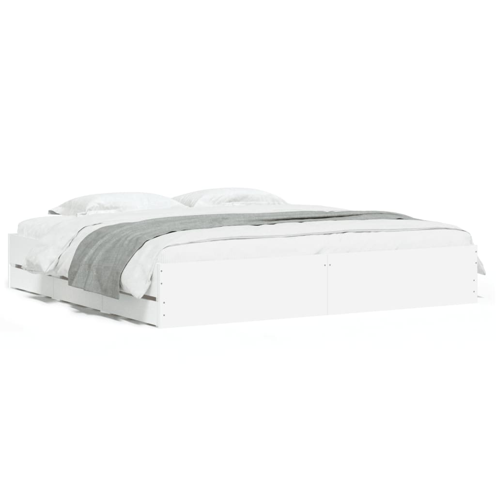 vidaXL Estructura cama con cajones madera ingeniería blanca 200x200 cm