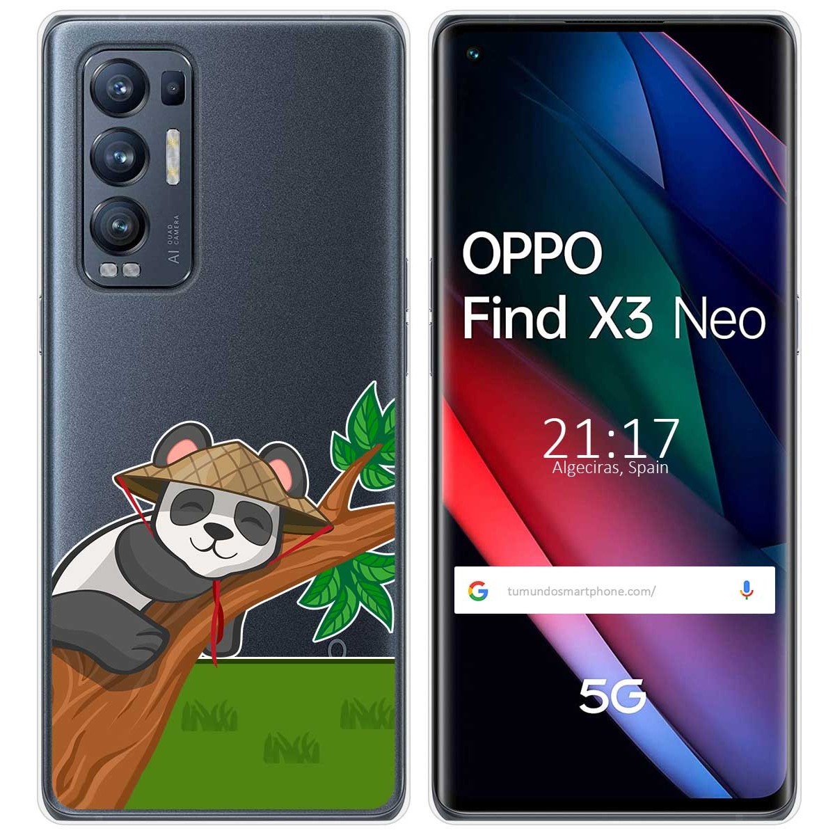 Tumundosmartphone Funda Gel Transparente para Oppo Find X3 Neo 5G diseño Panda Dibujos