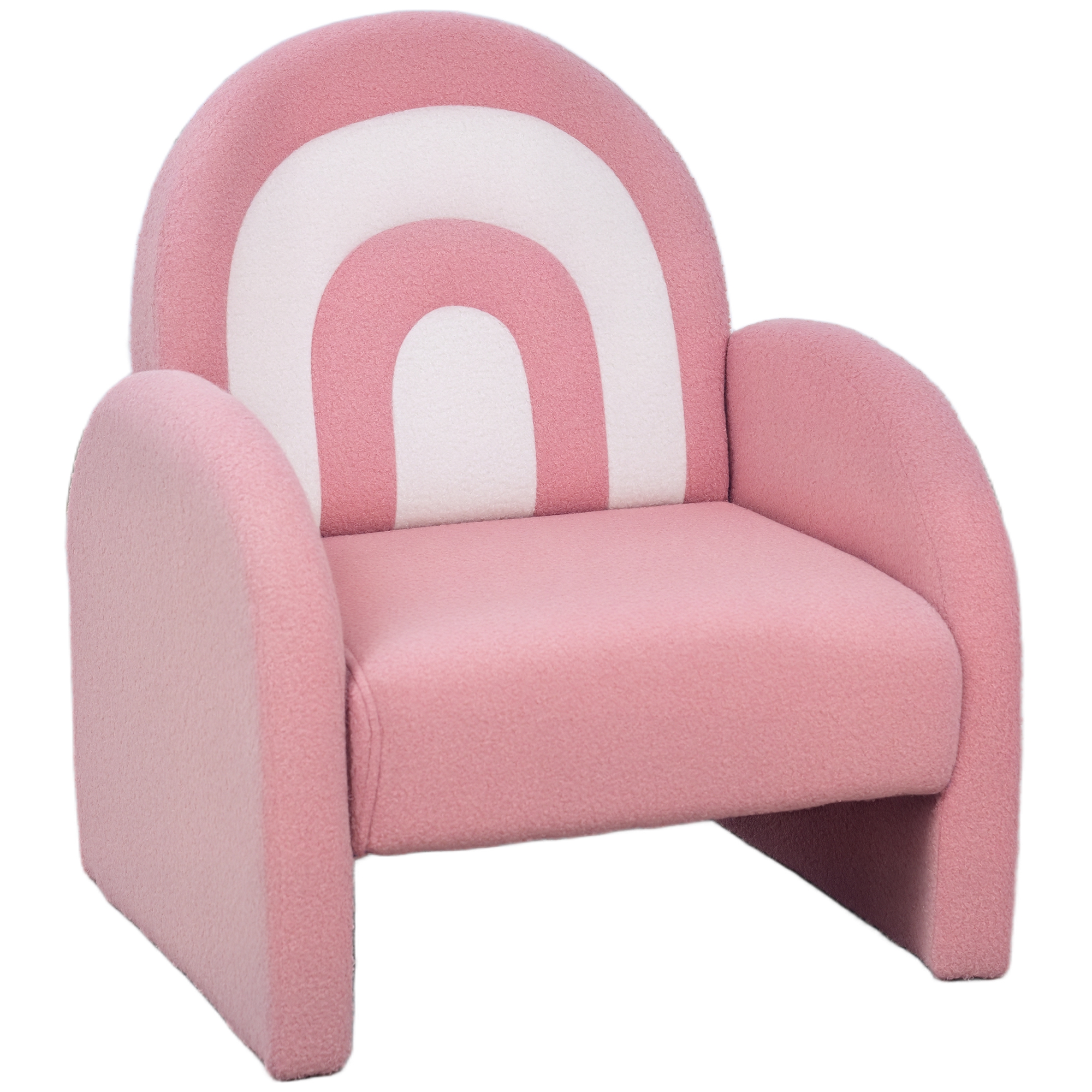 AIYAPLAY Sillón Infantil con Respaldo en Forma de Arcoíris Sofá para Niños de 18-96 Meses Tejido Suave de Borreguito Reposabrazos Carga 45 kg Rosa