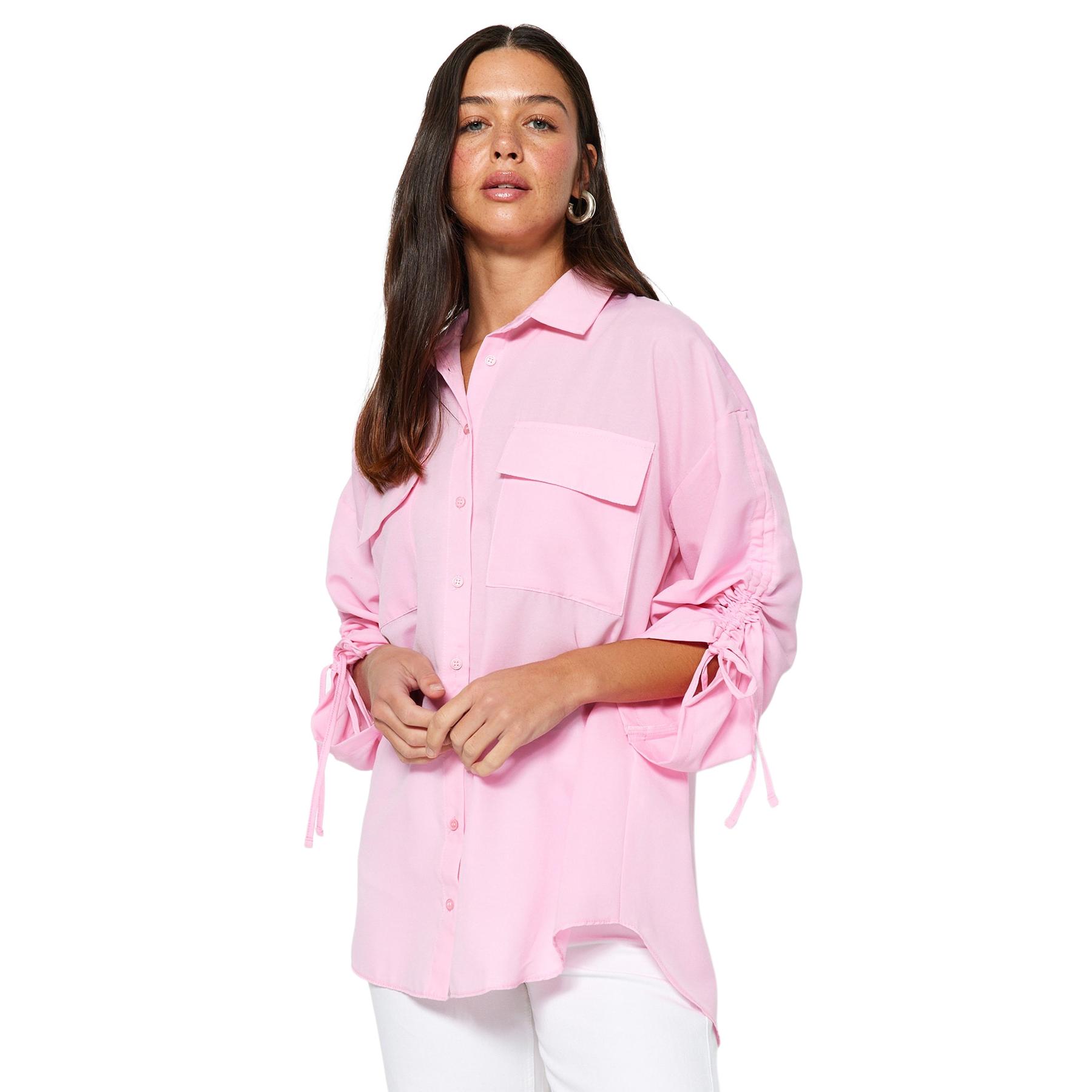 Trendyol Mujer Rosa Claro Camisa De En Algodón Y Poliéster Talla 38