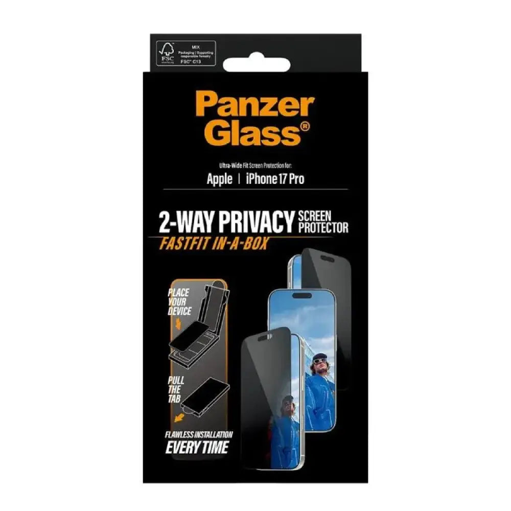 Protector de pantalla PanzerGlass iPhone 17 Pro Privacidad 2-Vías EasyAligner