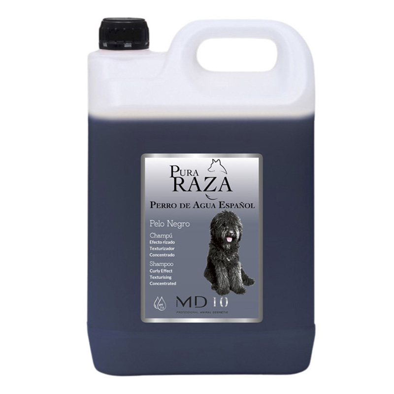 Champú para Perro de Agua Español Pelo Negro - Realza el Color Negro - Champú Texturizador de Rizos Hidratante, Vegano y Biodegradable - Fabricado en España - MD-10 COLLECTION