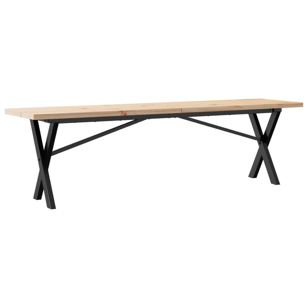 Vidaxl Mesa Centro Marco X Madera Maciza Pino y Hierro 160x40x45,5 Cm Mesita de Salón