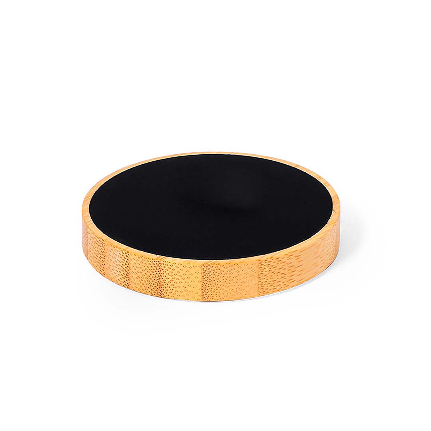 DAM Cargador nature bambú Luces Led. Inalámbrico 15W. 6,9x1,2x6,9 Cm. Color: Negro