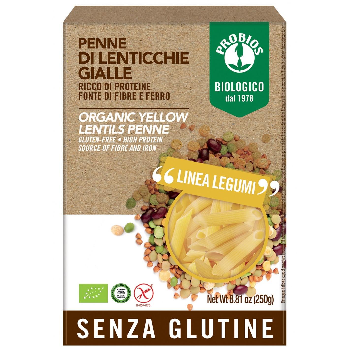 Penne de lentejas amarillas Probios