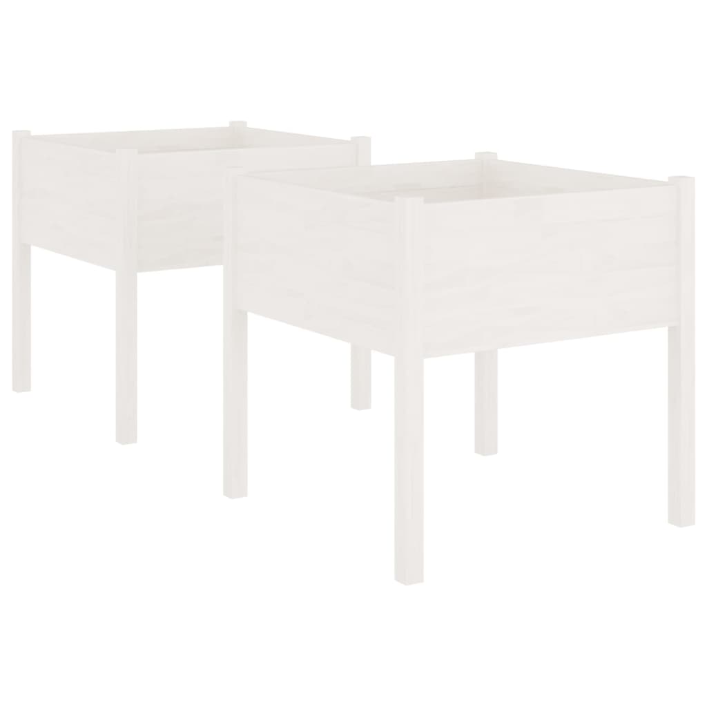vidaXL Jardineras 2 uds madera maciza de pino 70x70x70 cm Color Natural,  Blanco,  Gris y mas