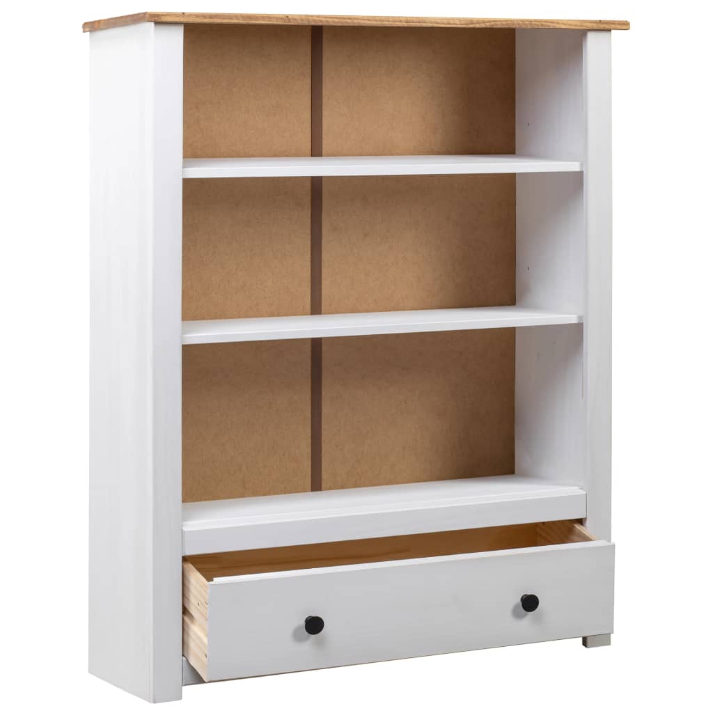 Vidaxl Librería de Madera Maciza Pino Estilo Panamá 80x35x110 Cm Marrón y Blanco Estantería/librería/mueble de Almacenamiento