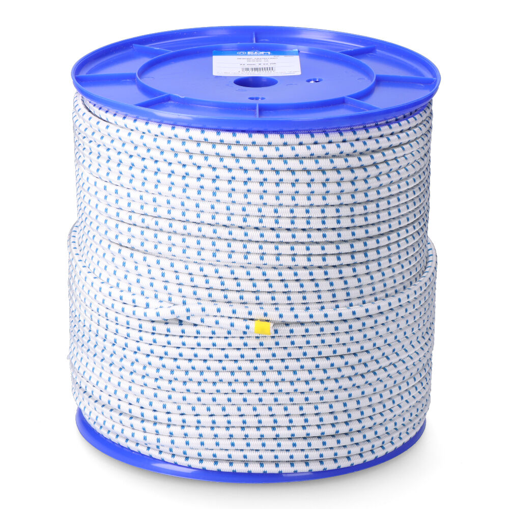 CUERDA DE GOMA ELÁSTICA BLANCA / AZUL POLIÉSTER CALIBRE 8 mm x 200 m