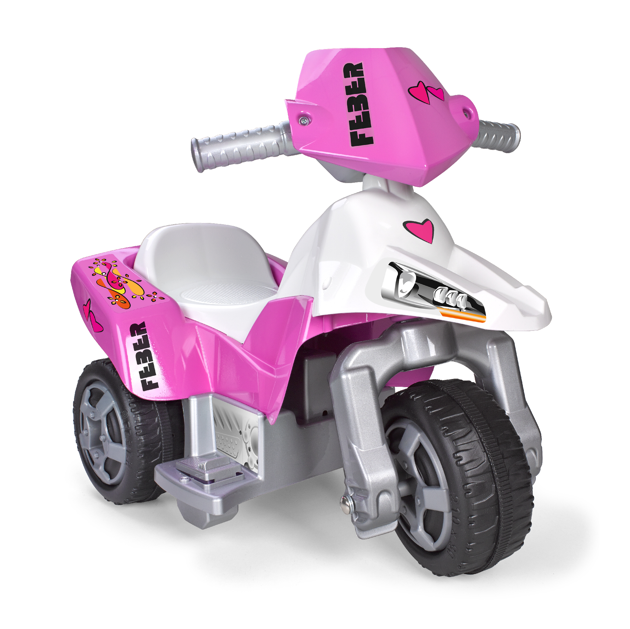 FEBER- Sweetie Trimoto, Trimoto Infantil Eléctrica, 6V, Blanca y Rosa, 3 Ruedas, Alcanza 2km/h, Batería y Cargador Incluidos, Para Niños y Niñas a partir de 1 año, Famosa (800009608)