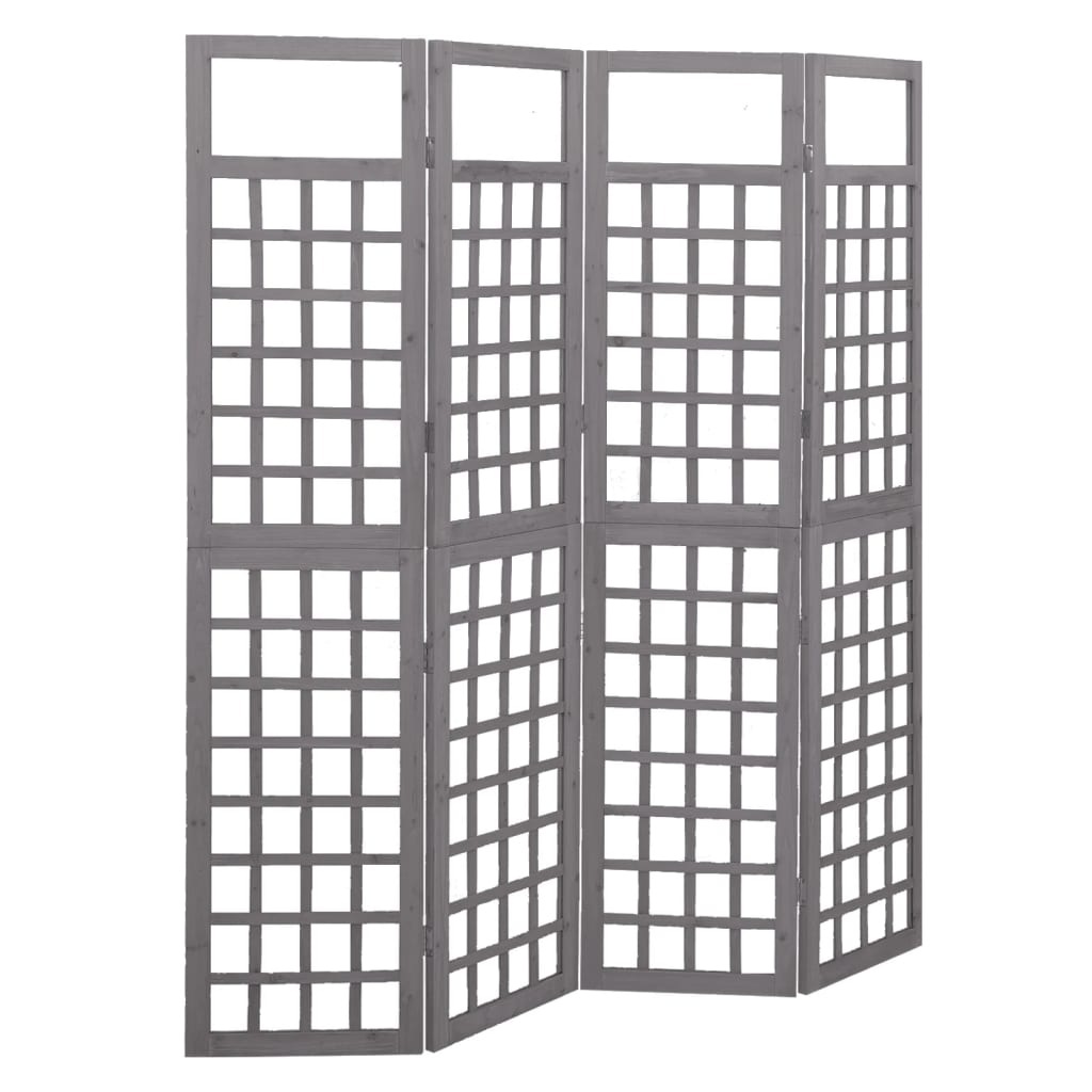 vidaXL Biombo/Enrejado de 4 paneles madera de abeto 161x180 cm en color Negro/Marrón/Gris