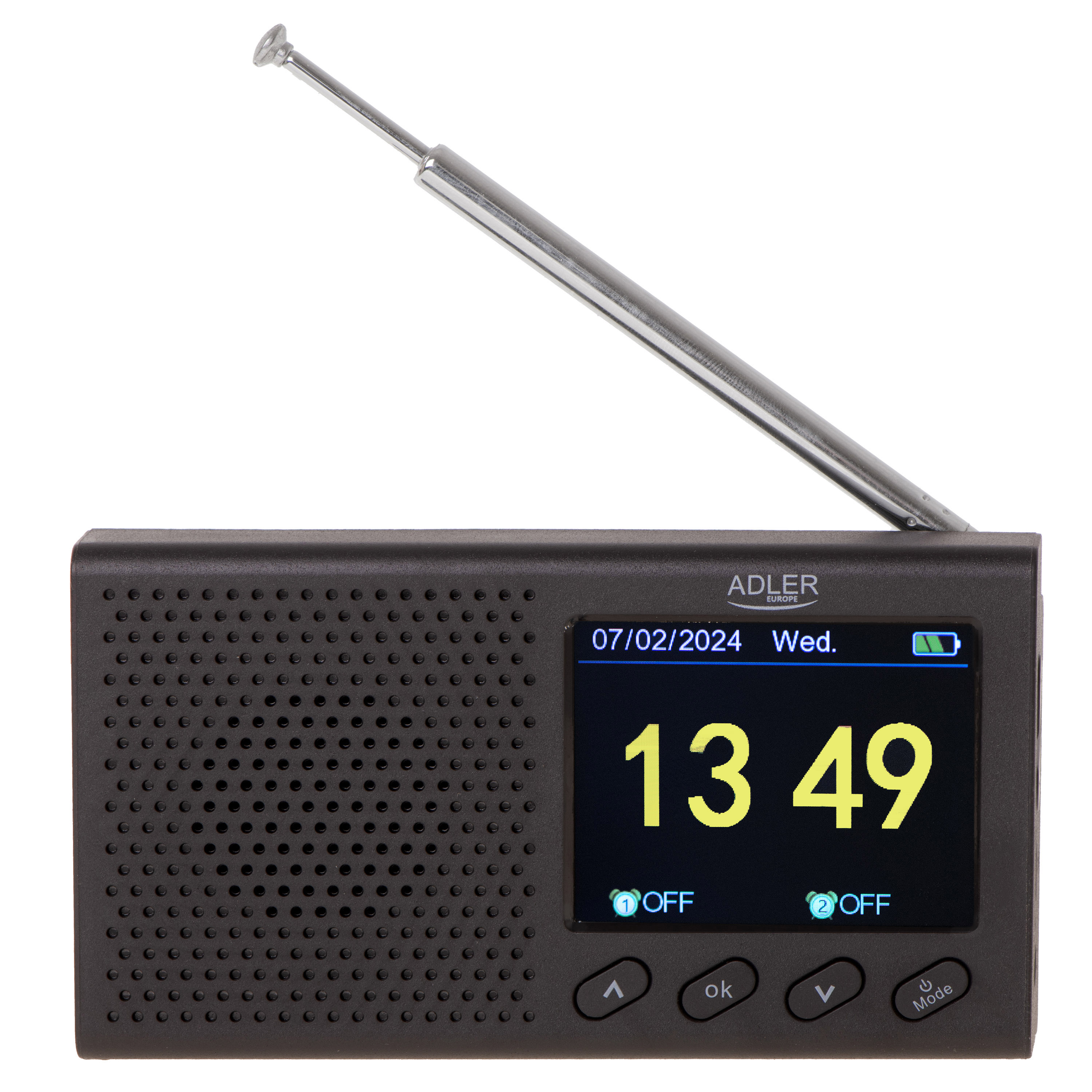 Radio de viaje Adler AD 1198 FM, 87,5-108 MHz RDS, potencia de altavoz 3 W, color negro