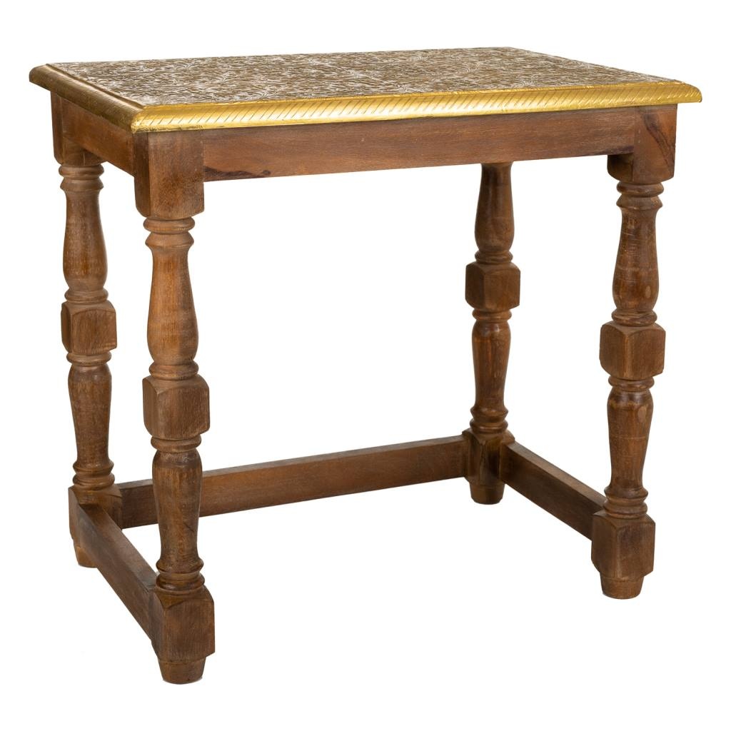 WANDERLUST DECO Mesa de centro de madera marrón 48x33x45,5h cm de estilo Artesanal