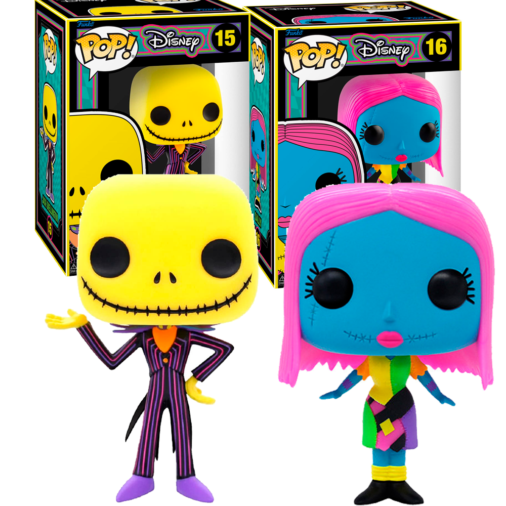 Funko Pack 2 Funkos Blacklight black light Jack Skellington y sally   Pesadilla Antes de Navidad Nightmare Before Christmas   Disney Funko Pop Vinyl