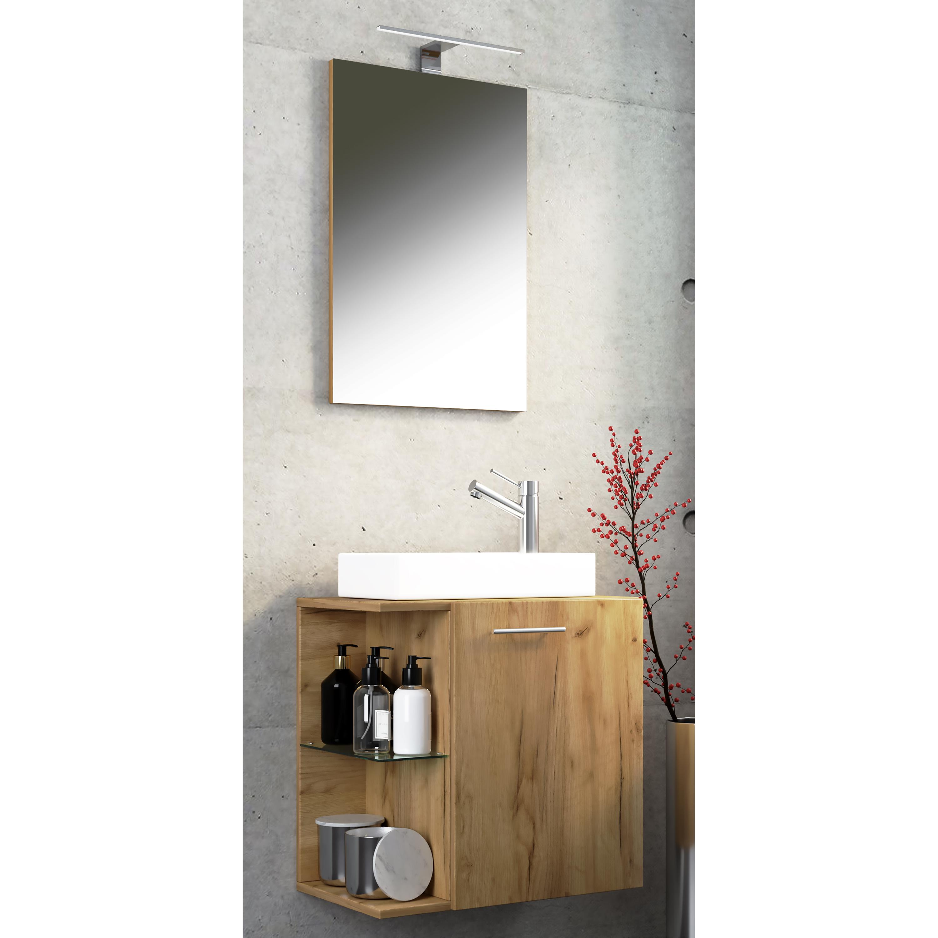 Conjunto de muebles de baño de 3 piezas WC de invitados lavabo de baño de invitados pequeño y estrecho Hausa SP Conjunto de muebles de baño de 3 piezas WC de invitados lavabo de baño de invitados pequeño y estrecho Hausa SP