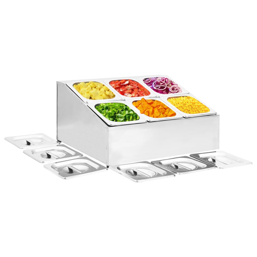 vidaXL Soporte Bandeja Gastronorm con 1/6 Acero Inoxidable Barra Dimensiones 22.5x49.7x21.5 cm (3 bandejas),  40x34x25 cm (4 bandejas),  22.5x66x21.5 cm (4 bandejas) y mas