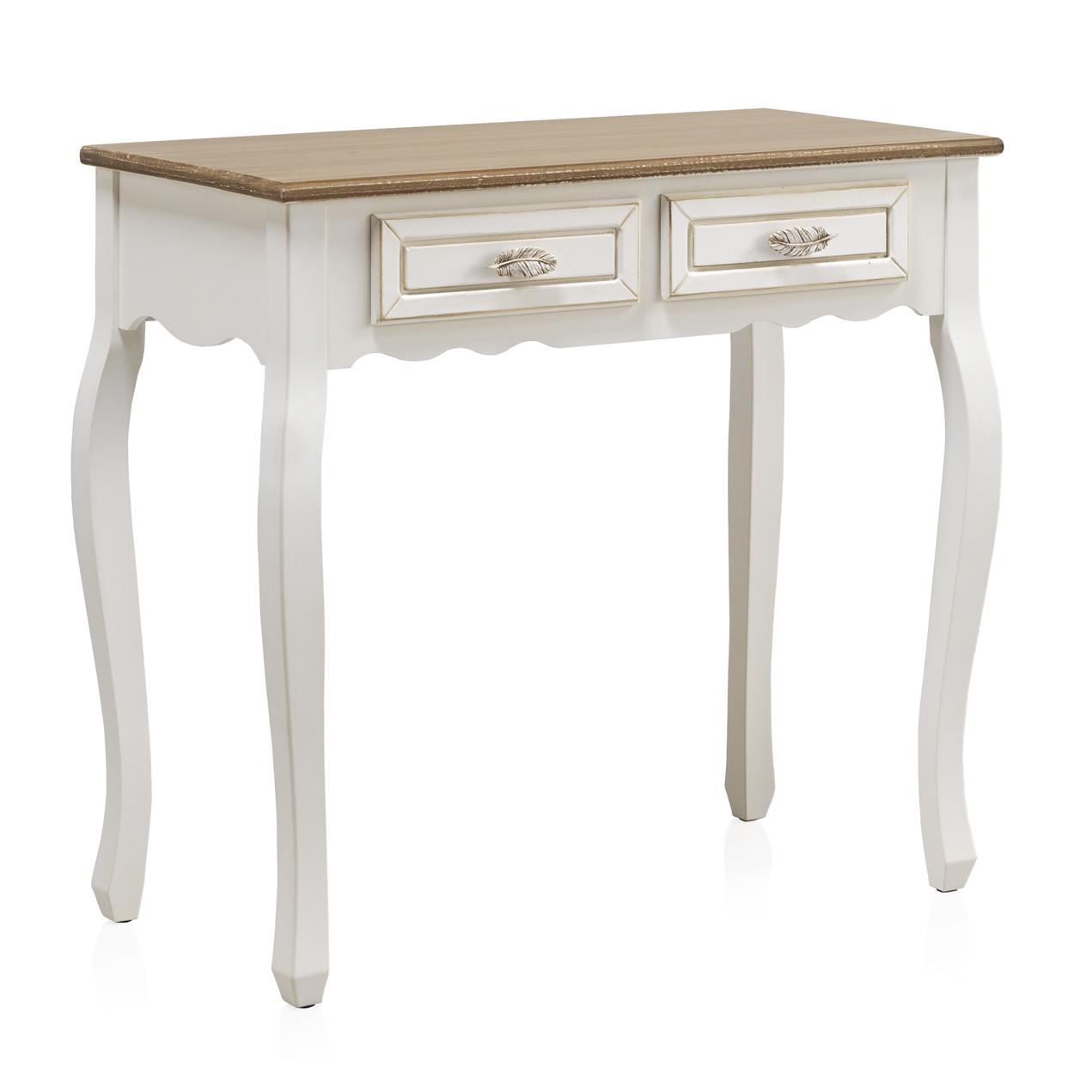 Consola De Madera Blanca 2 Cajones. El mejor complemento para tu hogar. Fijalo