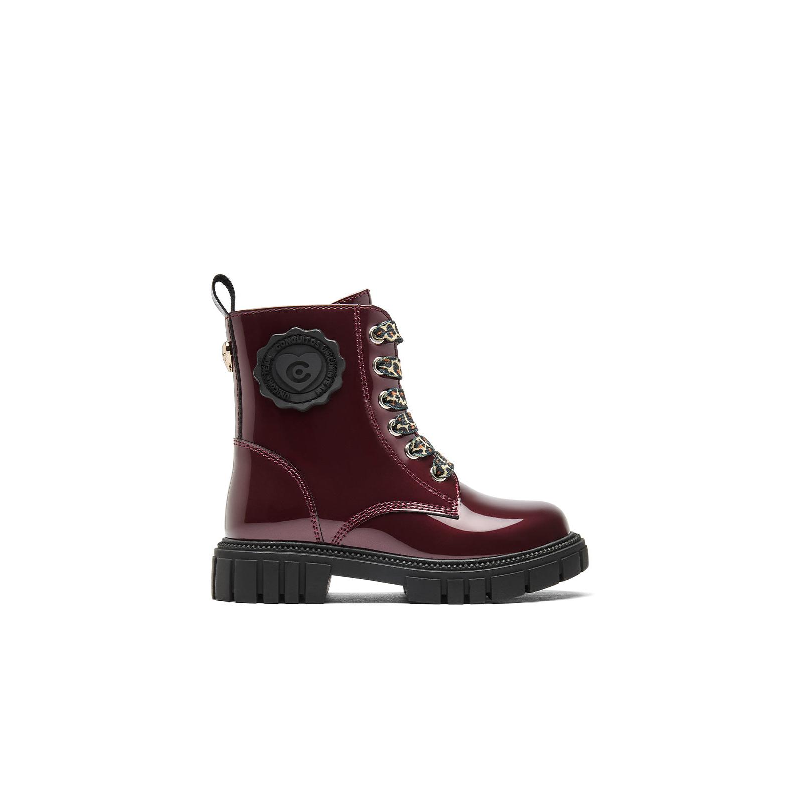 Conguitos - Botas Militares de Niña de Charol en Gris Plomo para Niña