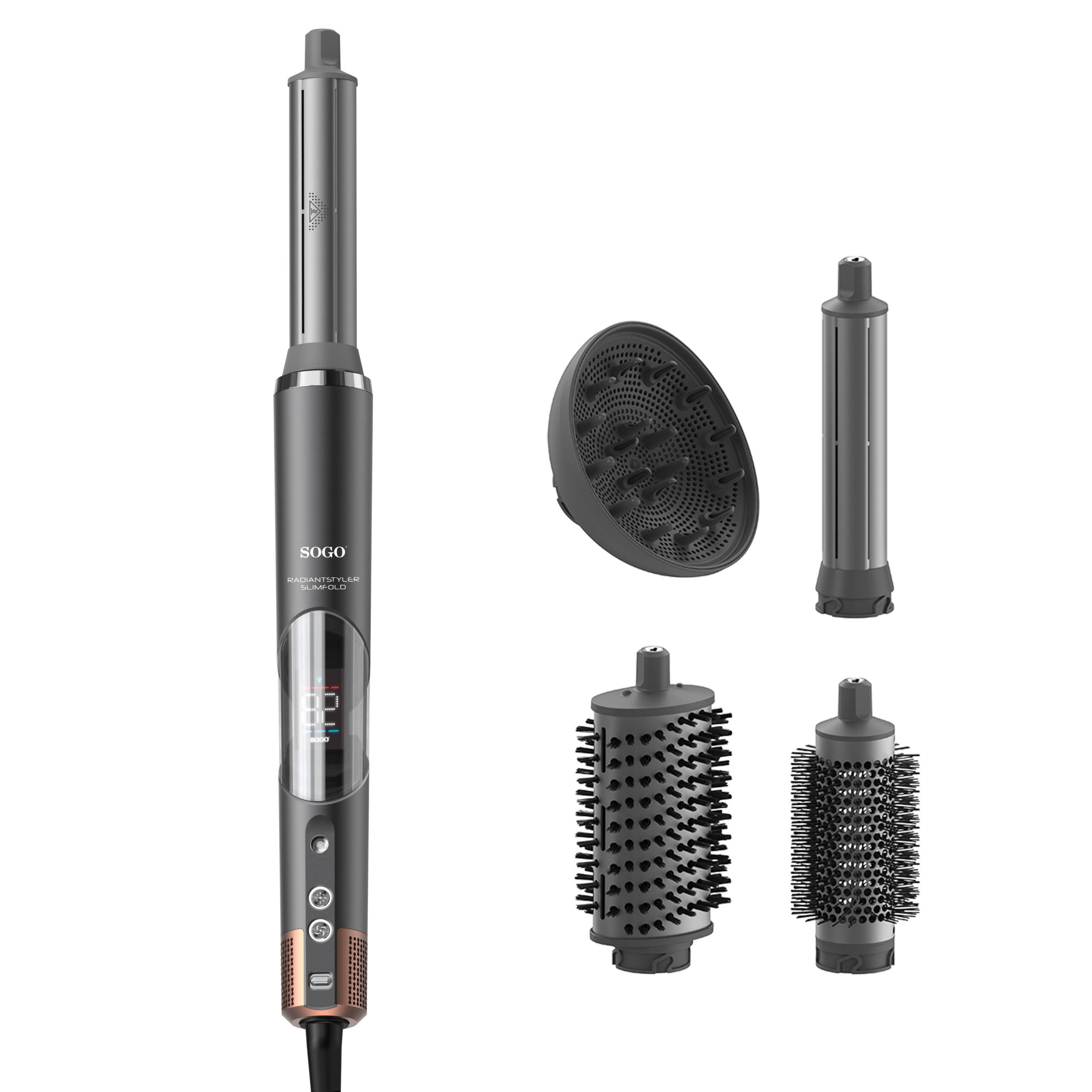 SET 5 EN 1 ESTILIZADOR HIPERSÓNICO DE CABELLO PLANCHA RIZADOR Y SECADOR CON ACCESORIOS INTERCAMBIABLES