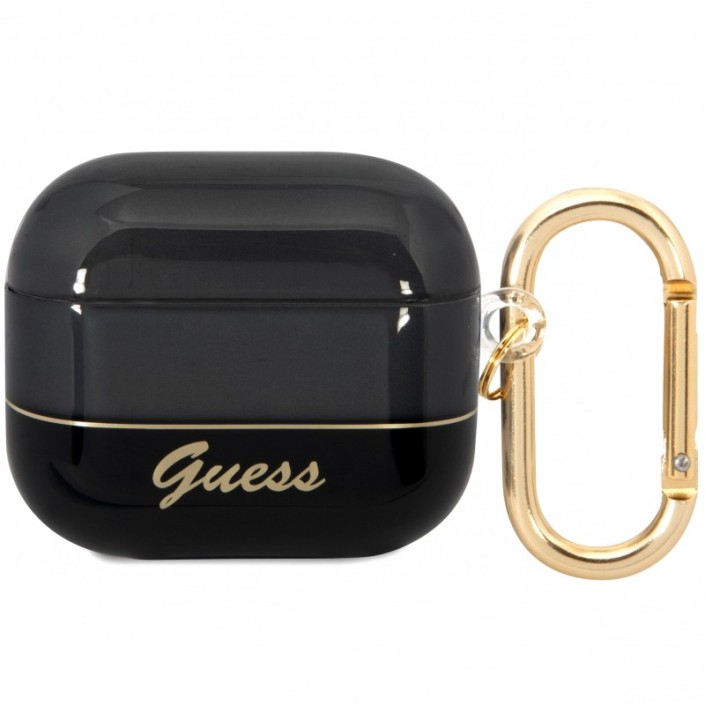 Funda Guess Silicona para Apple Airpods 3 Negro Dorado Modelo GUA3HGCOHK