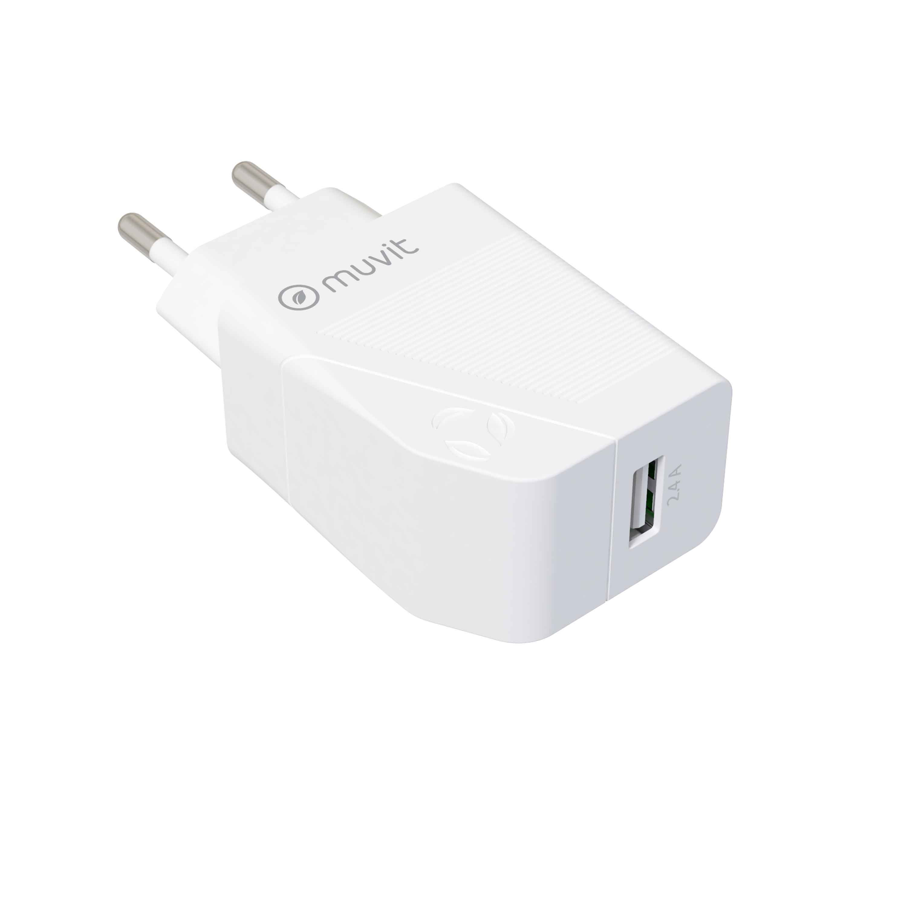 Muvit for change cargador de pared usb 2.4a 12w blanco