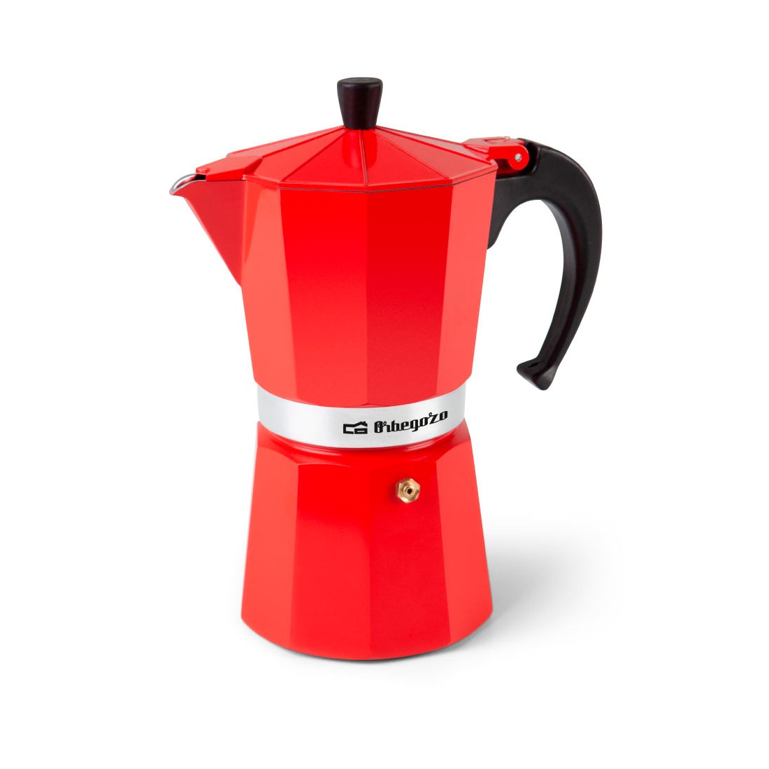 Cafetera Italiana Aluminio Roja 6-9-12 Tazas Asa Ergonómica Orbegozo