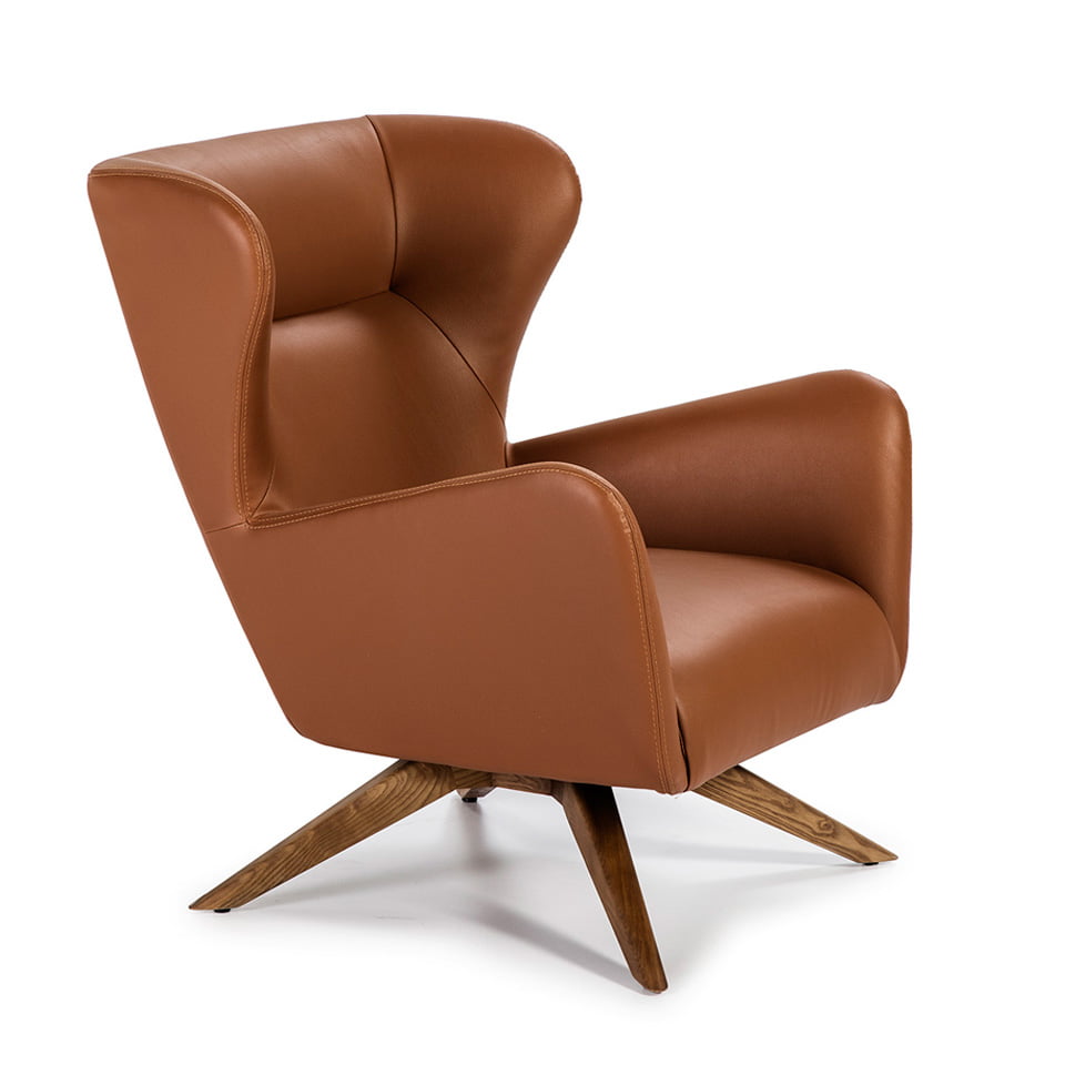 ANGEL CERDÁ 5038C Sillón giratorio tapizado polipiel , Nogal  Marron , Polipiel , 86 x 75 x 90 cm.