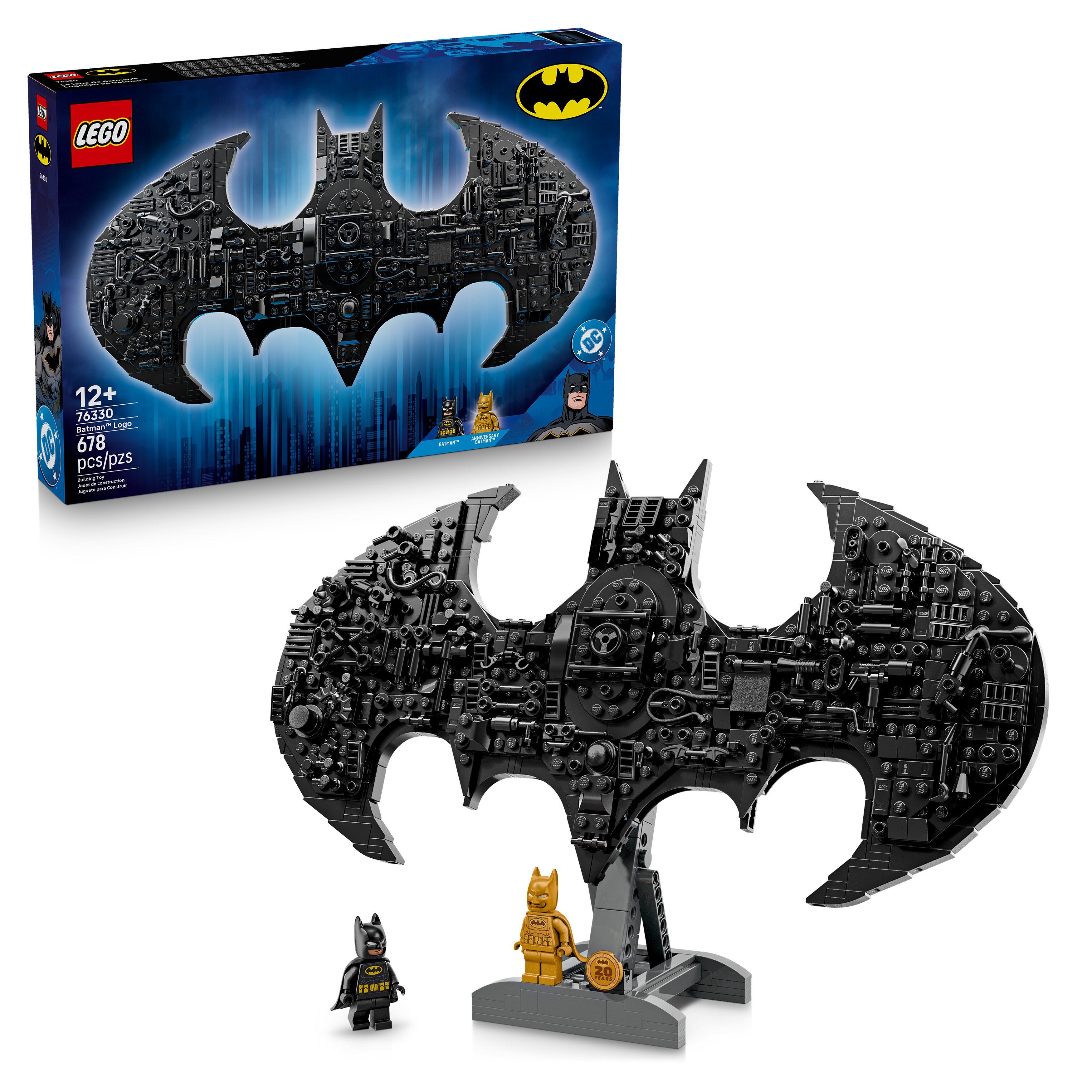 LEGO® 76330 Super Heroes DC Batman™ Logotipo de Batman Juguete de Construcción Decorativo para Exponer o Colgar con 2 Minifiguras y Accesorios para Niños y Niñas a partir de 12 Años