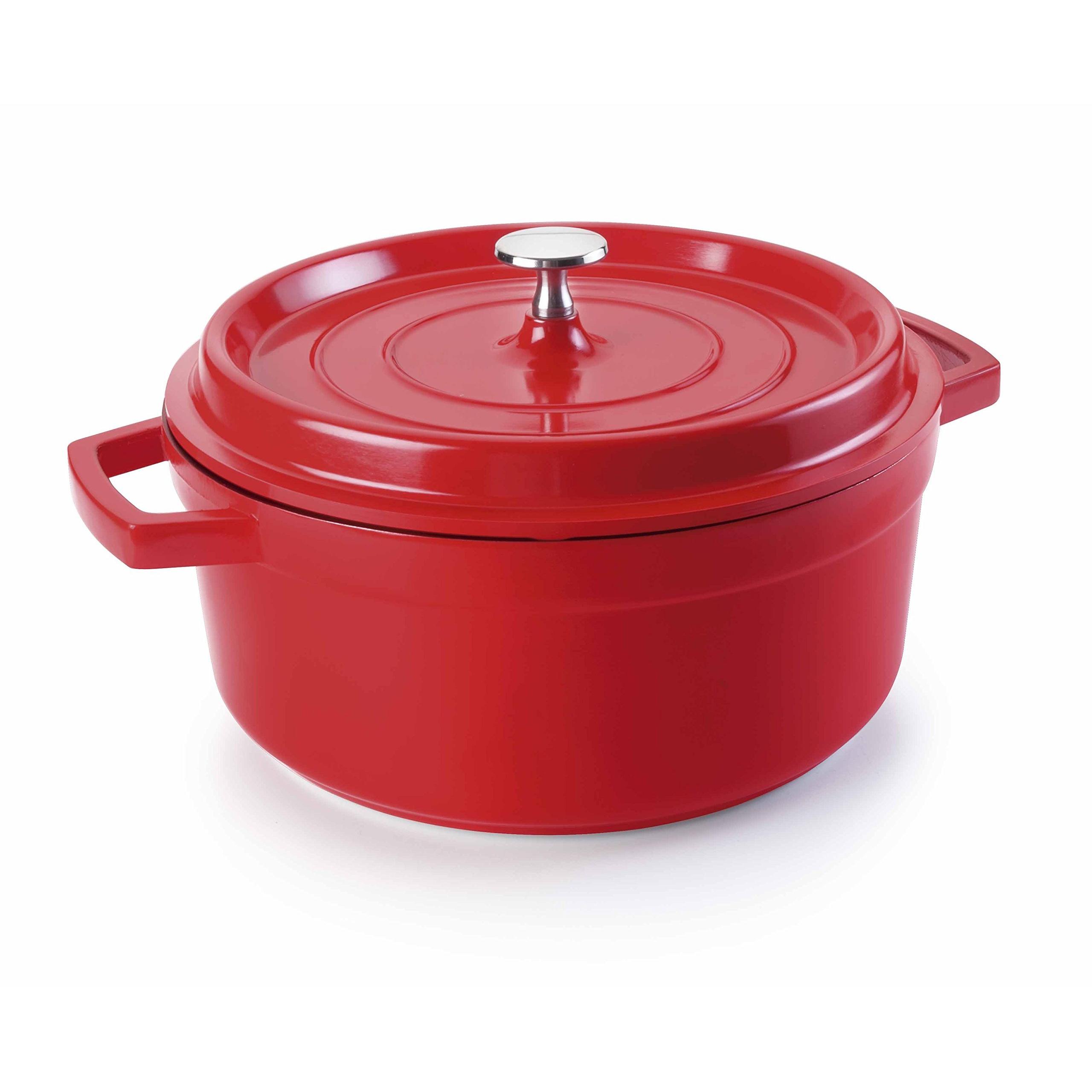 CACEROLA ROJA ALUMINIO FUNDIDO D.28 CMS