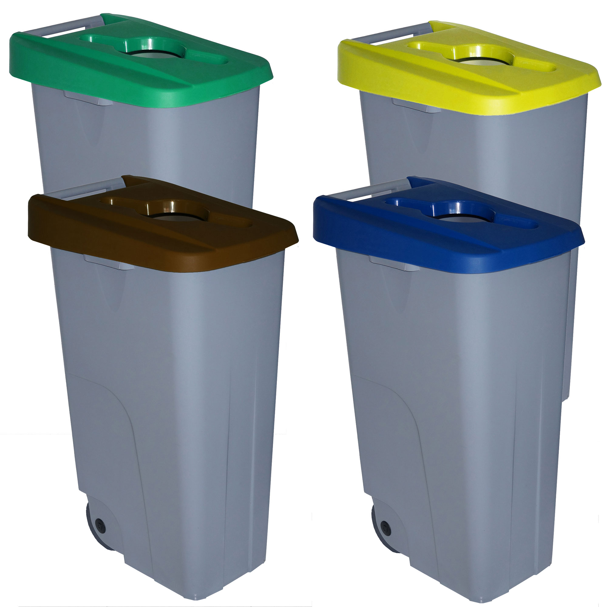 Denox Pack de Reciclaje 4 Contenedores 110L Abiertos en Colores