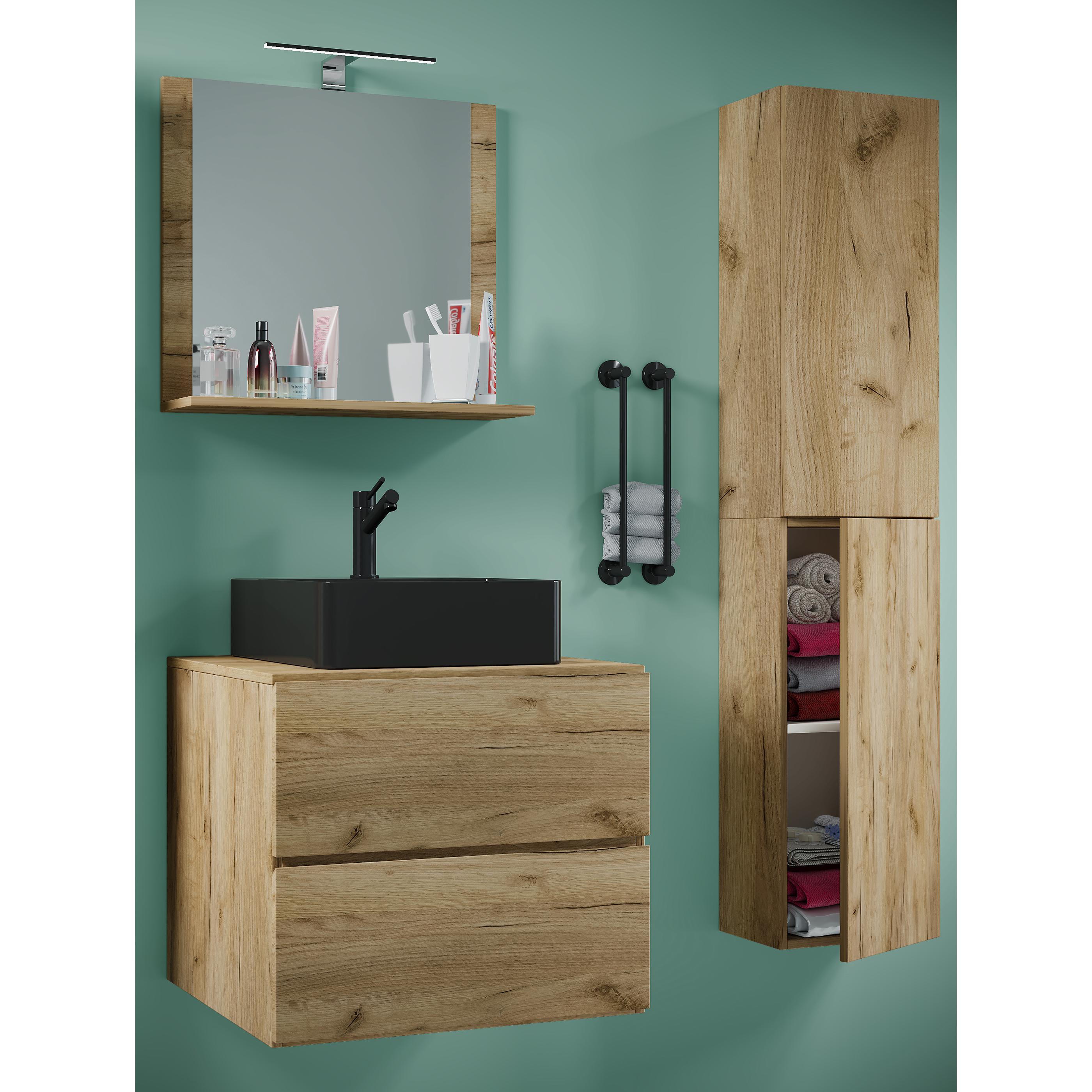 Mueble de lavabo de 4 piezas Lavabo Conjunto de muebles de baño Lavabo Lendas-BL Ancho 60 cm L Cajón Mueble de lavabo de 4 piezas Lavabo Conjunto de muebles de baño Lavabo Lendas-BL Ancho 60 cm L Cajón