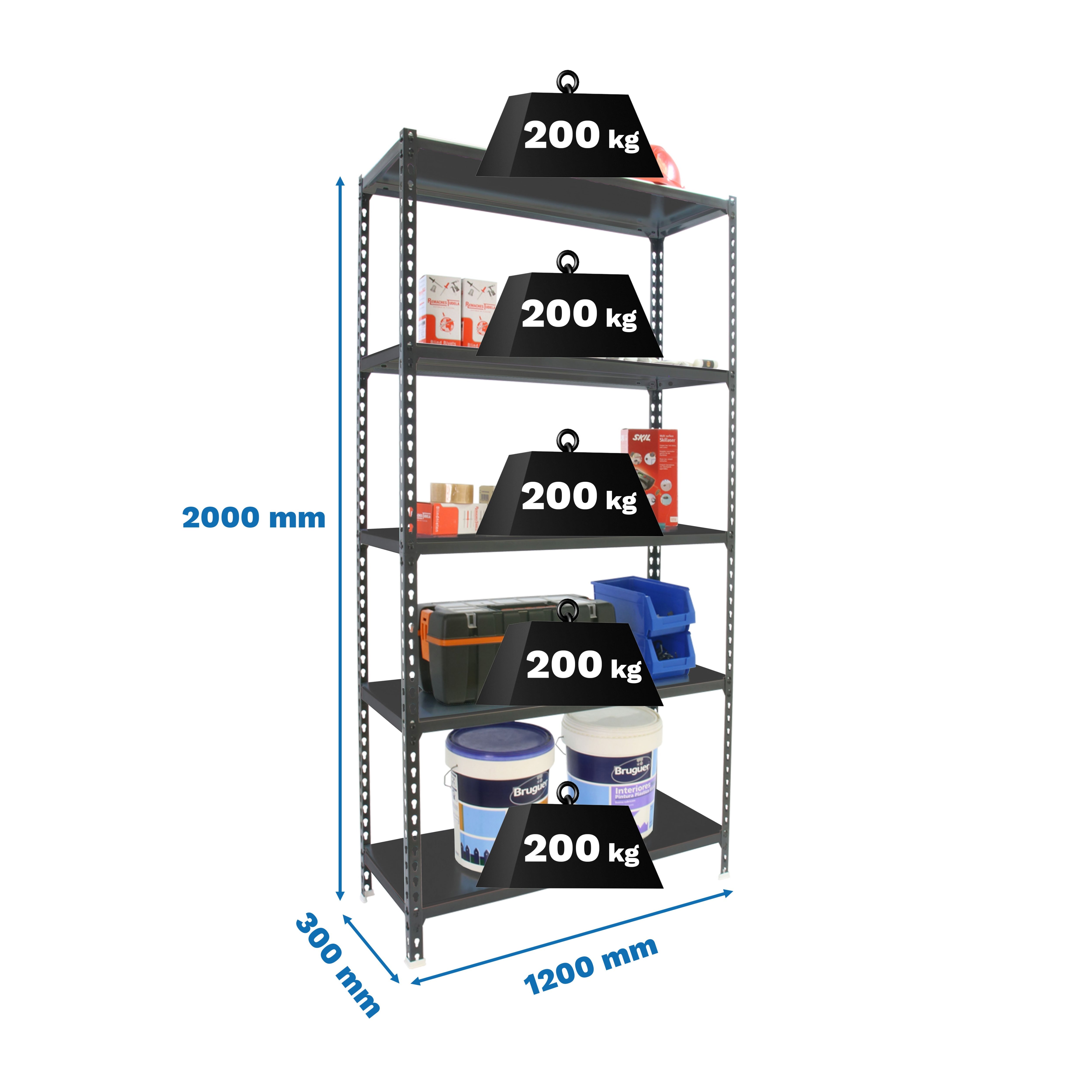 Estantería SIMONRACK Simonclick megaplus 5/300 antracita/galva