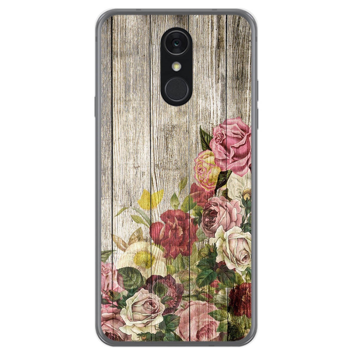Tumundosmartphone Funda Gel Tpu para Lg Q7 diseño Madera 08 Dibujos
