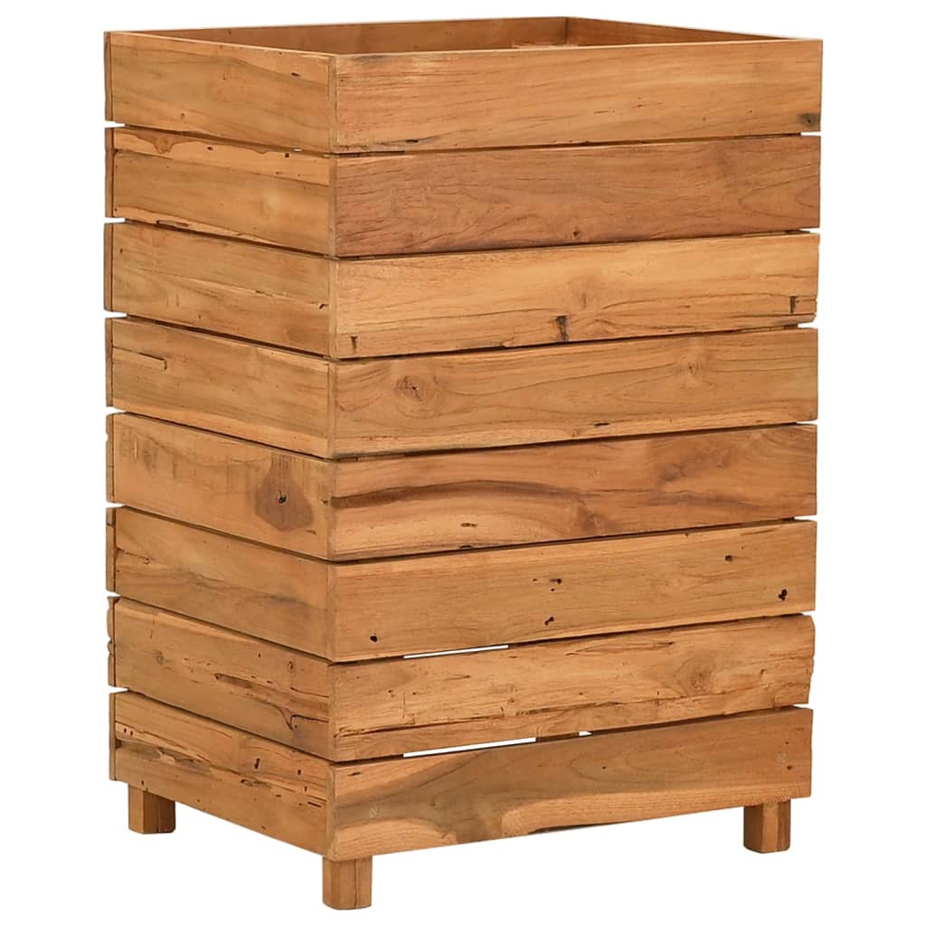 Vidaxl Arriate Elevado de Madera de Teca Reciclada y Acero - 50 X 40 X 38 Cm