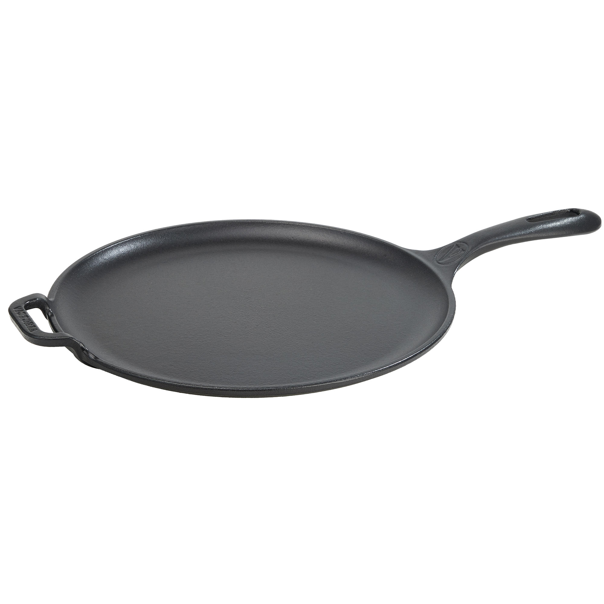 Victoria Plancha Cocina Inducción Comal Hierro Fundido Curado para Pizza, Tortillas, Fuego, Barbacoa, Horno, Vitrocerámica, Gas, Sartén Libre de Tóxicos sin PTFE