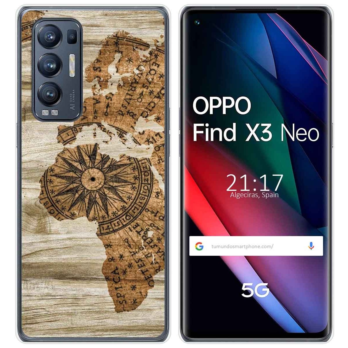 Tumundosmartphone Funda Gel Tpu para Oppo Find X3 Neo 5G diseño Madera 07 Dibujos