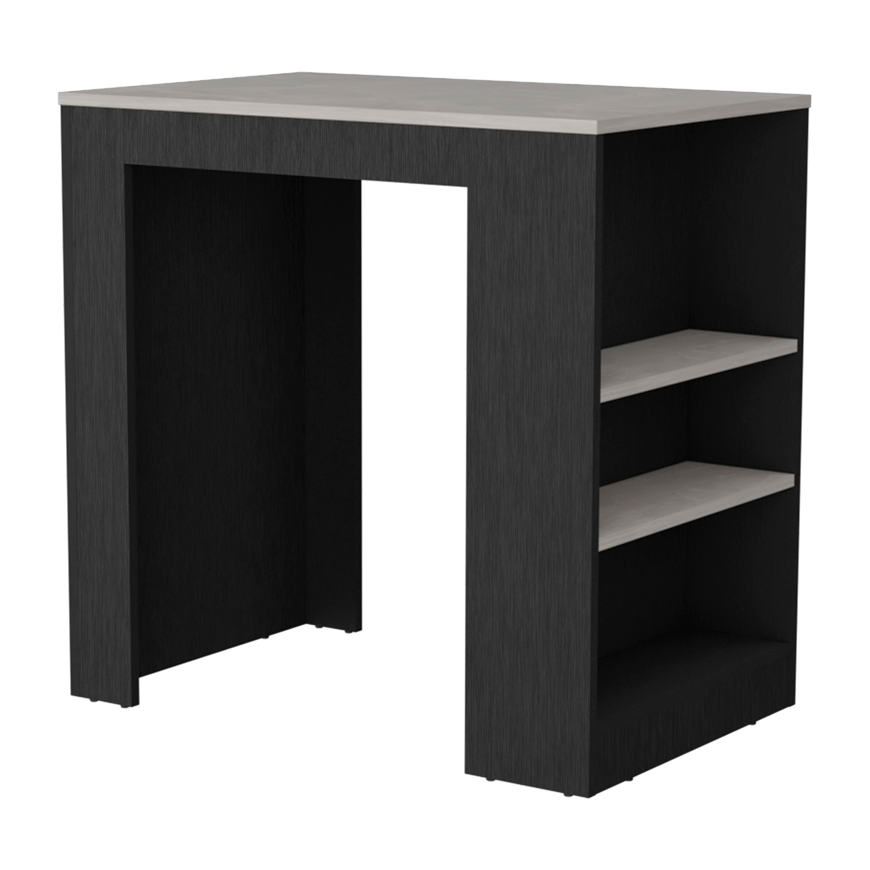 TUHOME Mesa de Comedor Chicago, con Estantes, Negro / Ibiza