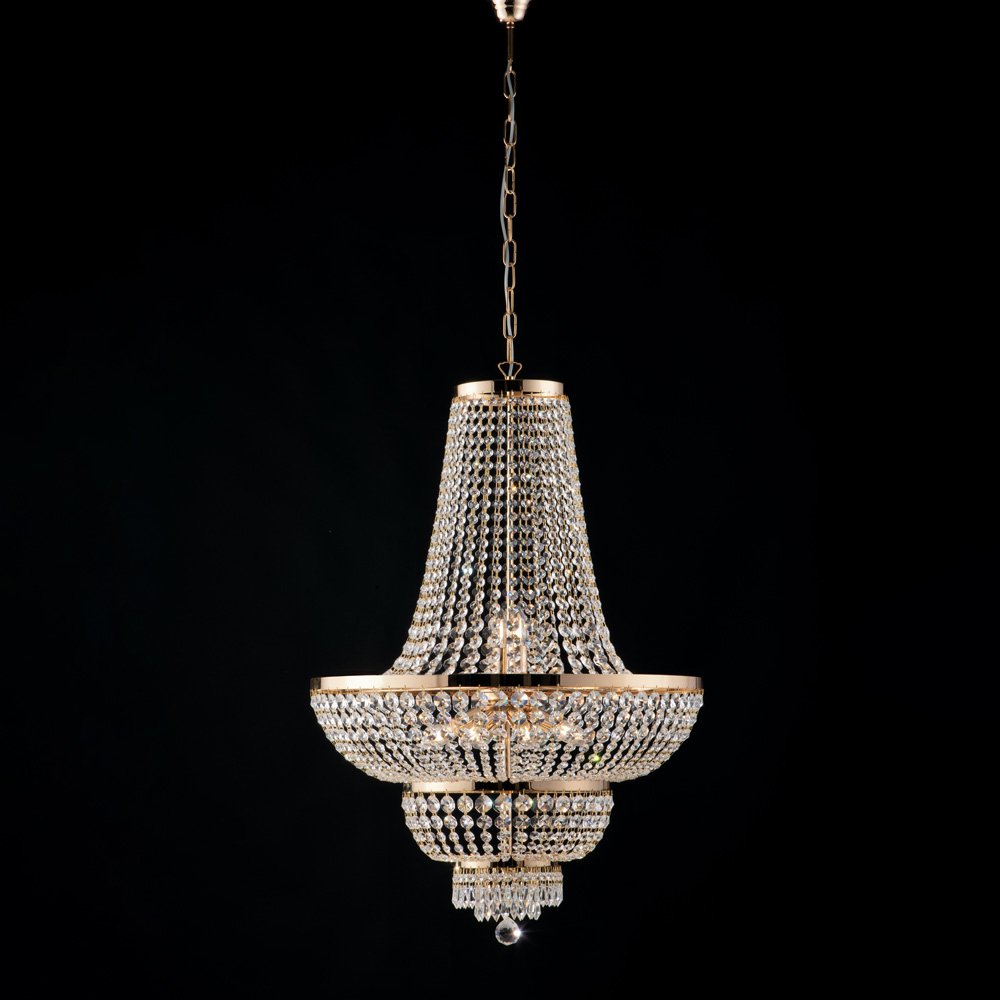 Araña Clásica Mozart Gold 10 Luces E14